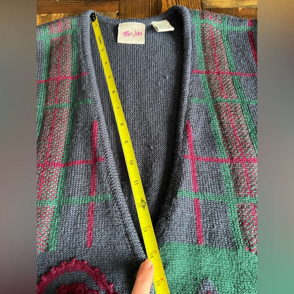 TAN JAY • vintage 90s tapestry knit sweater vest paisley grandmacore cottagecore - Picture 12 of 13